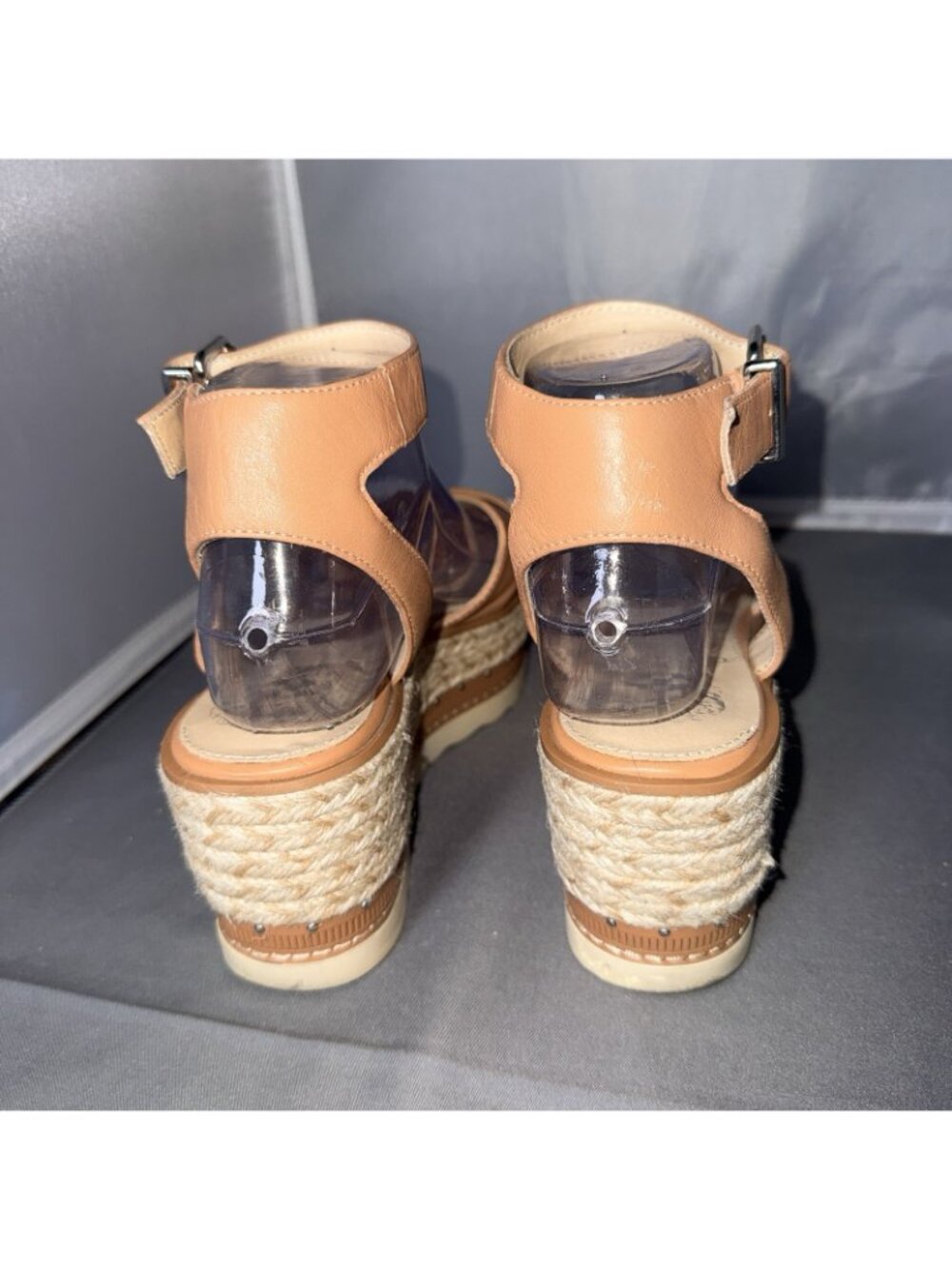 Vince Camuto Martinda Tan Leather Platform Espadrille Sandals Size 7.5 - Picture 4 of 7